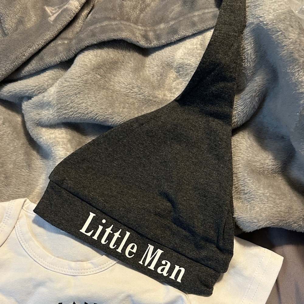 Little Man 3-Piece Baby Outfit Set - Gray & White - Picture 4 of 6
